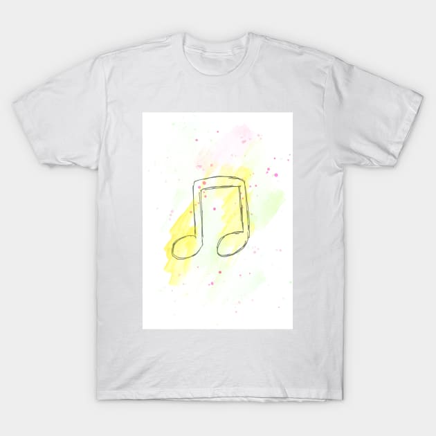 Notes, music, musical notation, musical symbol, musical, art, sketch, watercolor, T-Shirt by grafinya